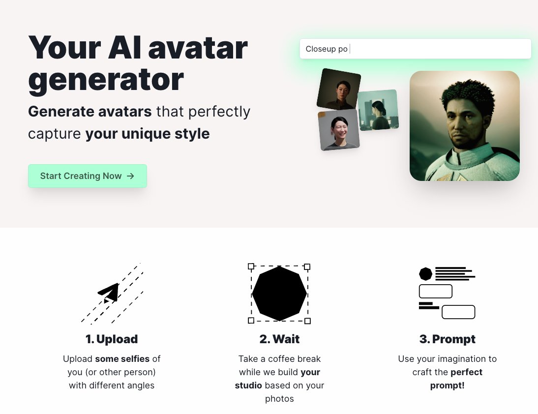 Two open source AI-SaaS templates based on Next.js, use

- Replicate for AI API
- Stripe for payment
- Prisma for database

1. AI Avatar Generator

github .com/baptadn/photoshot

Neat UI and fully featured, you can use some selfies to generate your own AI avaters.

I love the