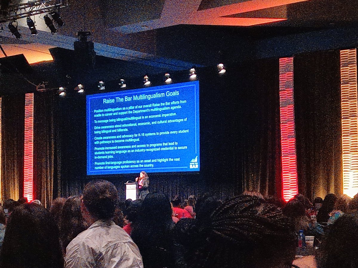 Patricia Melgar-Cook (@hcisdmlls) on Twitter photo Excited to get updates from <a href="/Montserrat_EDU/">Montserrat Garibay</a> with the
<a href="/usedgov/">U.S. Department of Education</a> Office of English Acquisition about the #raisethebar initiative to create pathways for global engagement which includes pathways to multilingualism for all! #t3symp24 Excited to get updates from <a href="/Montserrat_EDU/">Montserrat Garibay</a> with the
<a href="/usedgov/">U.S. Department of Education</a> Office of English Acquisition about the #raisethebar initiative to create pathways for global engagement which includes pathways to multilingualism for all! #t3symp24