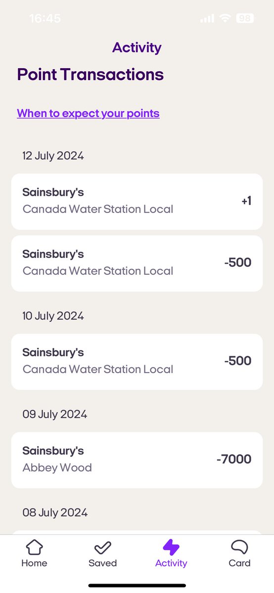 MazzJaverick's tweet photo. @nectar Please help! I’ve just logged into my Nectar account and someone appears to have hacked in and used almost all of my points! None of these transactions were mine! https://t.co/3g6LzLmuWQ