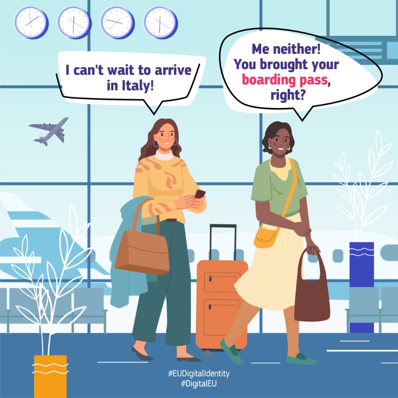 DigitalEU's tweet photo. ✈️ Travelling around Europe?
🪪 With the #EUDigitalIdentity Wallet, personal documents will be safe & only a few clicks away.
Digital identification recognisable across 🇪🇺 to simplify your life while protecting your data.
Learn more about the future wallet apps ↓