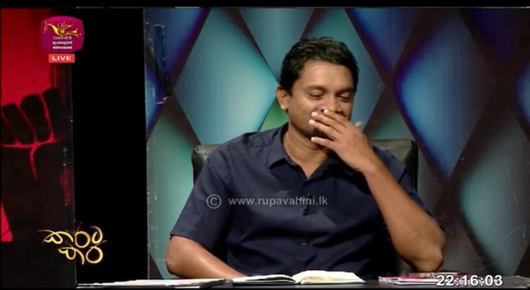 UpeshDeSilva's tweet photo. Trying to hold back laughter while the opposition makes another 'rino-culous' argument! Meanwhile @SugathHewapath2’s party sign—a Rino—is quietly Googling 'how to switch parties. @Chathurangaab #DebateFail #RinoRegrets #npp #SriLanka https://t.co/2e5vnHeYY3