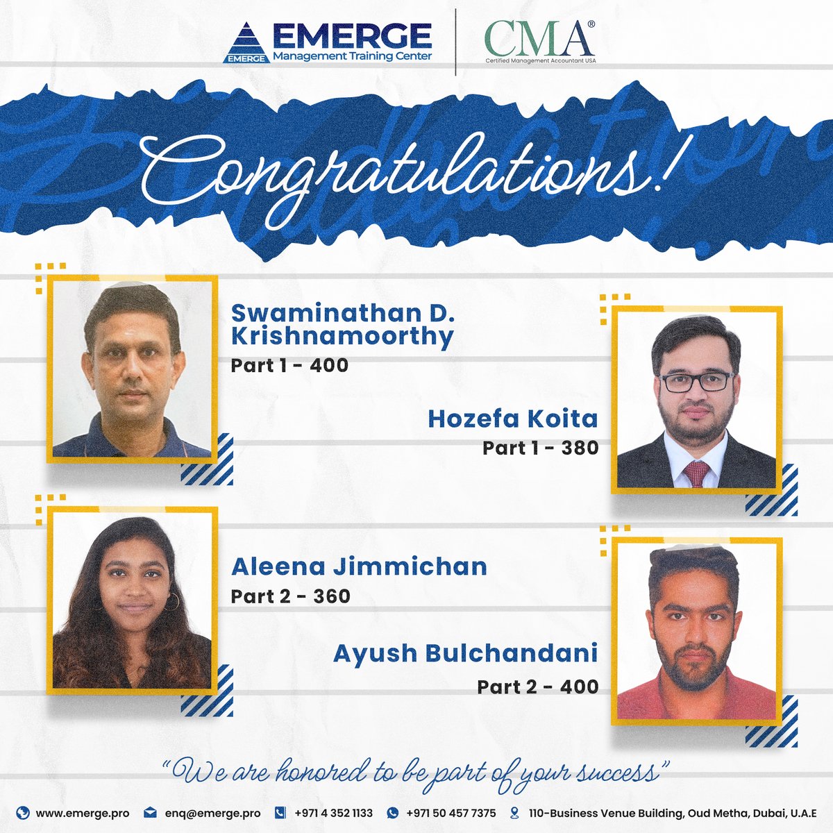 Emerge_Dubai's tweet photo. Heartfelt congratulations to our exceptional candidates! Your accomplishments truly shine. Discover more at https://t.co/m4OVjrHbRy. #OutstandingCandidates #FinancialExperts #CPA #OpportunitiesIn2024 #EMTC #Auditing #Accounting ๐๐๐ https://t.co/sfdw2ALPjh