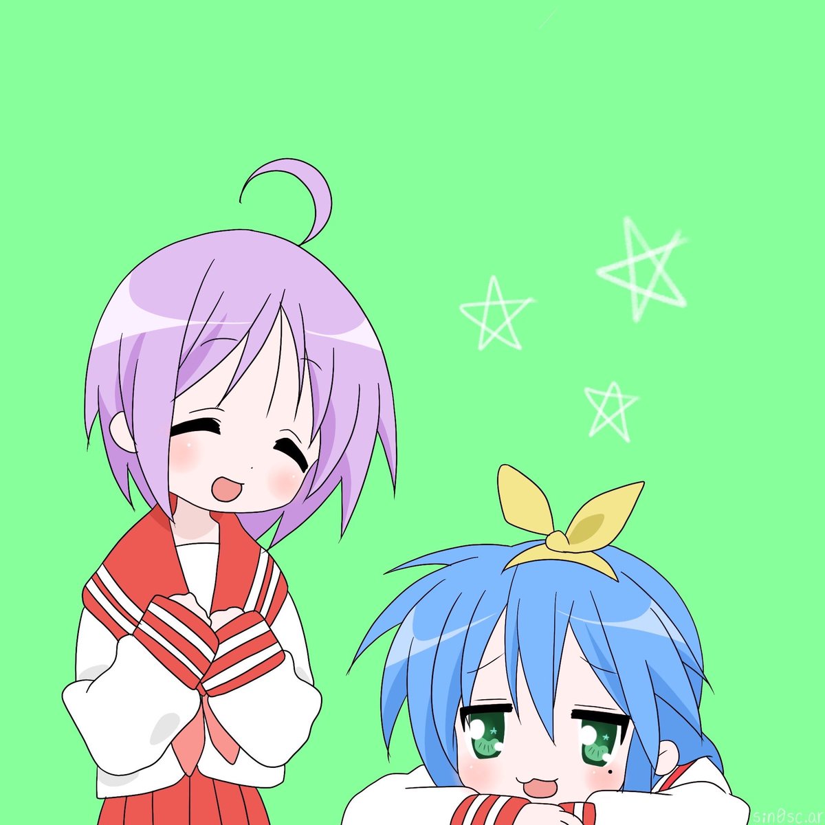 sin0sc_ar's tweet photo. Have they switched their heads? 🎀 

#つかさ　#こなた #らきすた #luckystar https://t.co/mVMNOo0s0E