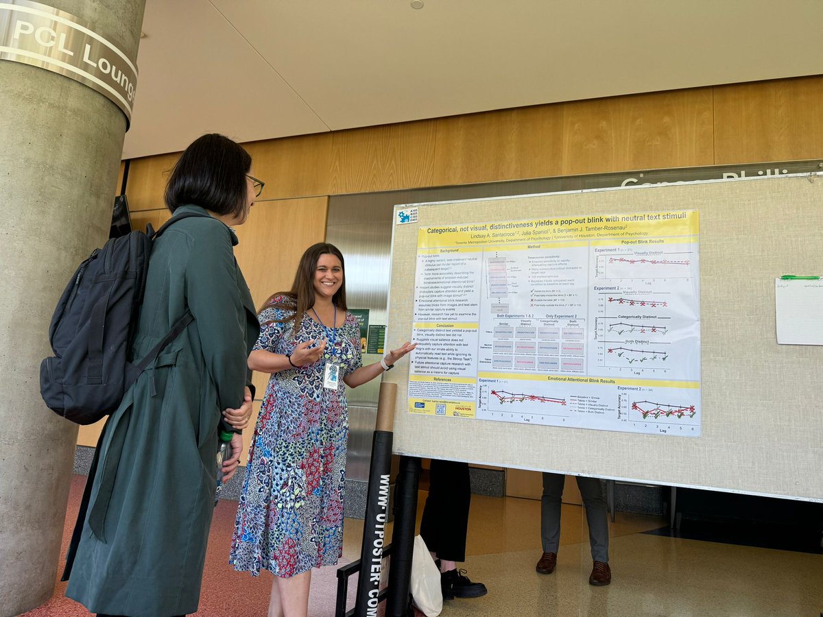 LASantacroce22's tweet photo. Recently presented my work "Categorical, not visual, distinctiveness yields a pop-out blink with neutral text stimuli" at the Canadian Society for Brain, Behaviour and Cognitive Science (CSBBCS) meeting! Idk what to do with my hands, but at least there's photo evidence this time https://t.co/9tTGLWhnW4