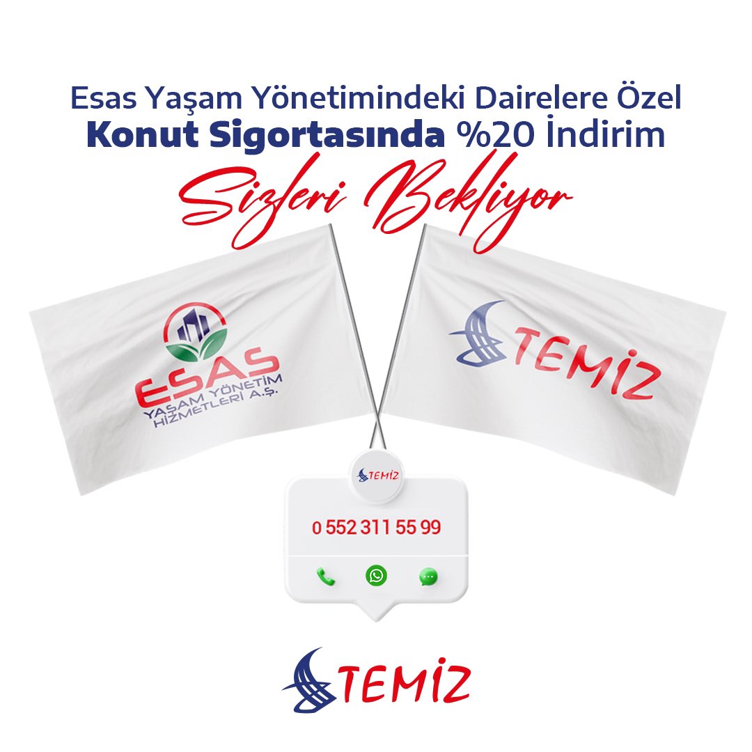 Esas Yaşam Yönetimindeki dairelere özel Konut Sigortasında %20 indirim sizleri bekliyor. ✅

• temizsigorta.org

#sigorta #kasko #trafik #sağlık #konut #işyeri #dask #hayat #seyahat #bireyselemeklilik #trafikmüşavirliği #hasardanışmanlığı #güvence #güven #temizsigorta