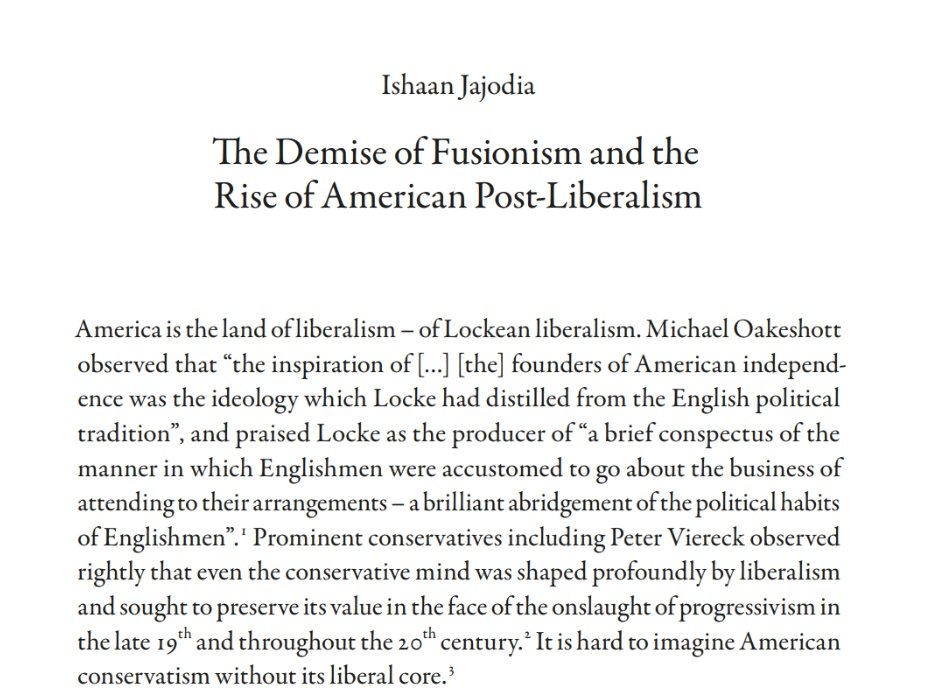 DanJTPitt's tweet photo. @HorcherF @dr_rambler chapter is on the Demise of Fusion and the Rise of American Post-liberalism. https://t.co/dPGa30SFKW
