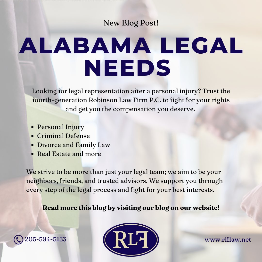 RLFLawPC's tweet photo. We pride ourselves on over 50 years of exceptional legal service. From personal injury to real estate, our team is here for you. Read more about our commitment to your legal needs: 

https://t.co/k1adquKdUK

📞 (205)-594-5133
💻 https://t.co/WH3p5Uh7BO https://t.co/DUXHYLbFQv