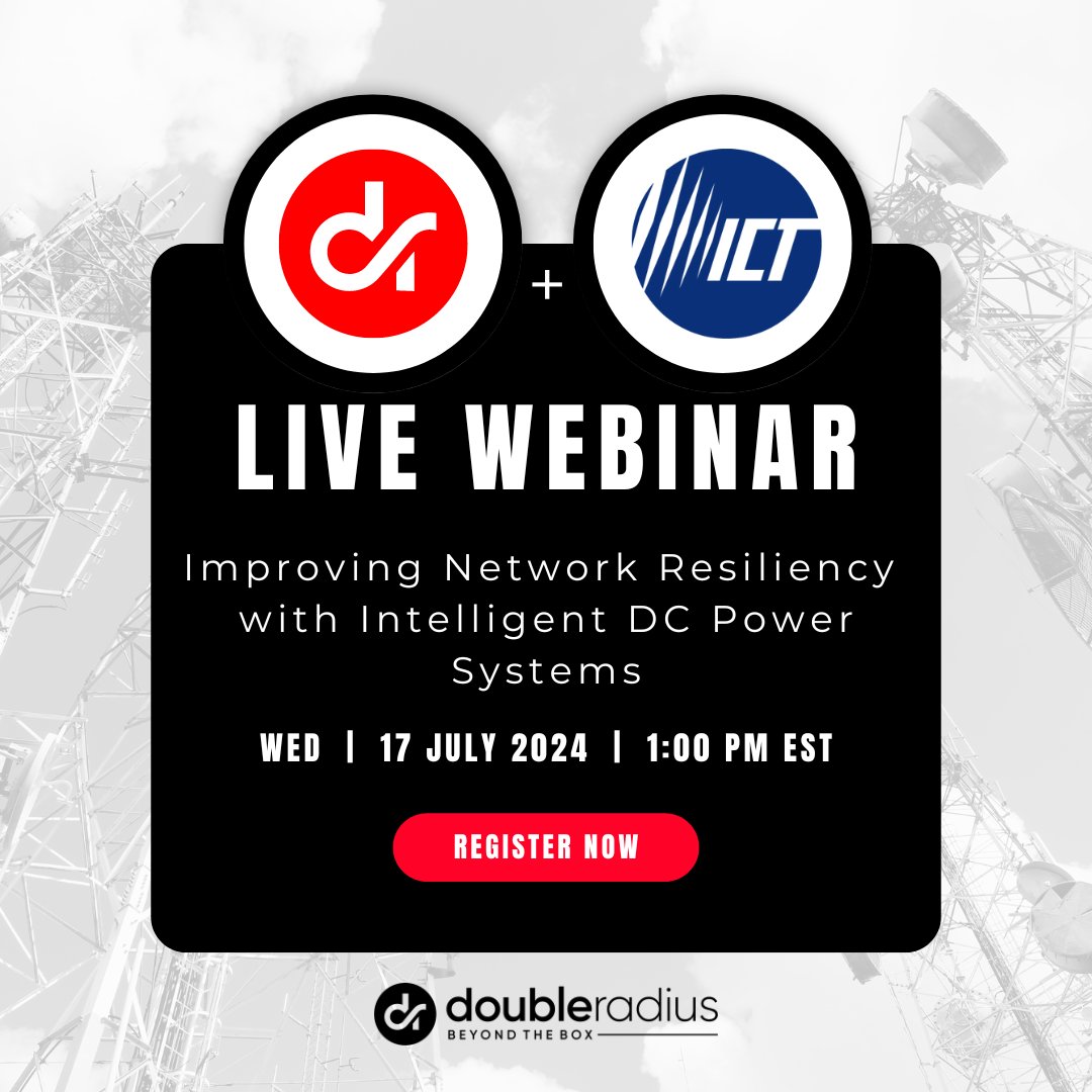 Join <a href="/DoubleRadius/">DoubleRadius, Inc.</a> &amp; <a href="/innovative_ct/">Innovative Circuit Technology Ltd</a>  July 17th at 10:00am PDT for a live webinar to discover how ICT’s intelligent DC power solutions can help improve your network uptime and resiliency.

Register today at register.gotowebinar.com/register/36727…

See you there!

#NetworkResiliency #DoubleRadius