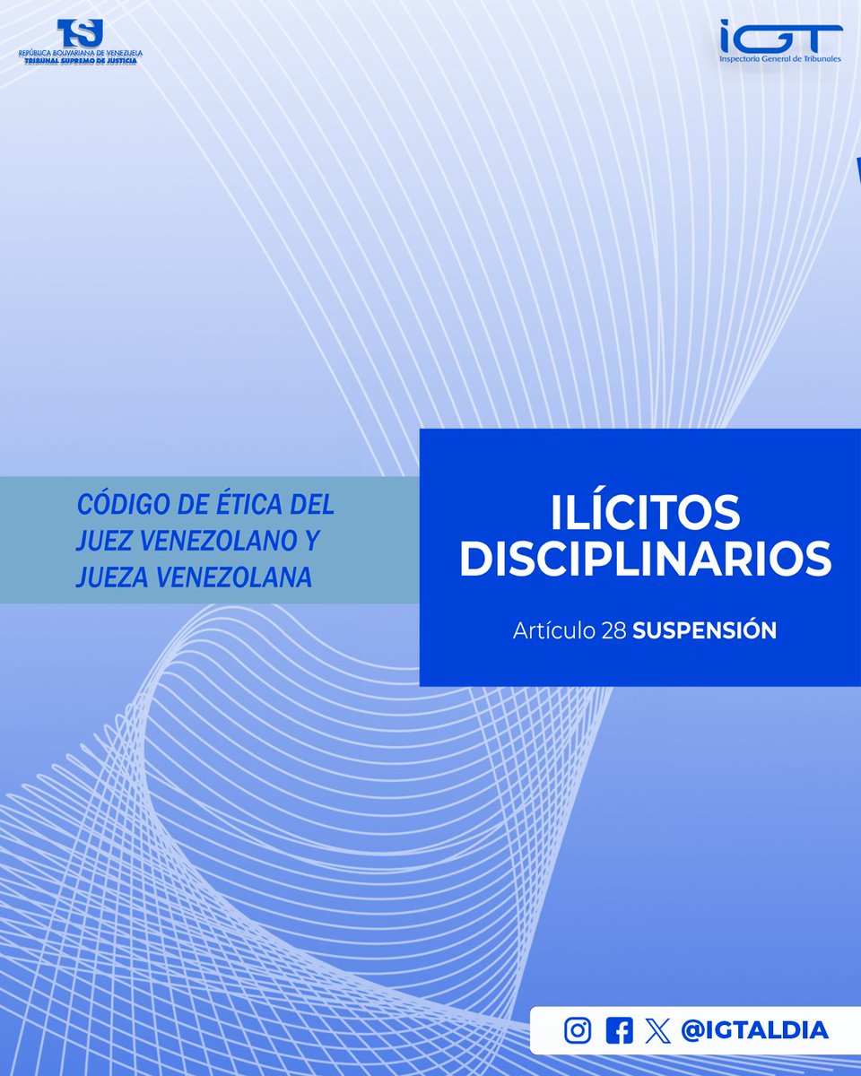 IGTaldia's tweet photo. Conoce más sobre estas normativas y su importancia en la transparencia del sistema judicial.

Suspensión⬇️

#igtaldia⚖️
#ConoceLaLey⚖️🇻🇪 https://t.co/qFabqyTAir