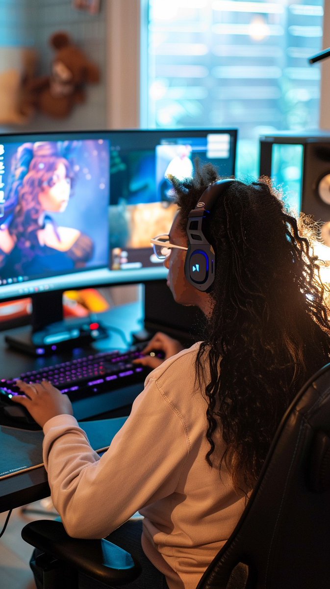 stockcake_com's tweet photo. Gamer in Action: A #focused young #gamer intently engages with a #fantasy #videogame on #multiplemonitors in a cozy room. #gaming #aiart #aiphoto #stockcake ⬇️ Download and 📝 Prompt 👉 https://t.co/zyK4psIJtt https://t.co/tRXJ9QyIrc