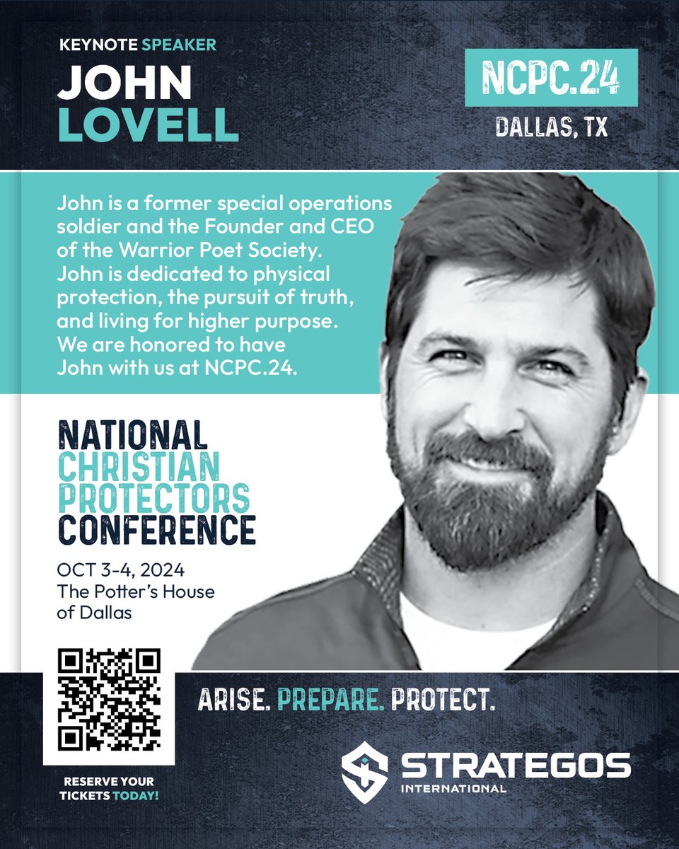 TeamStrategos's tweet photo. 🚨  You Can Still Get Your Tickets! 🚨
Join us at the National Christian Protectors Conference on Oct 3-4 in Dallas, TX! Hear keynotes on "Arise. Prepare. Protect." 
#ChristianProtectors #Faith #protectyourpeople
https://t.co/gSzNvmOr1F https://t.co/QFtQtlx0Pj