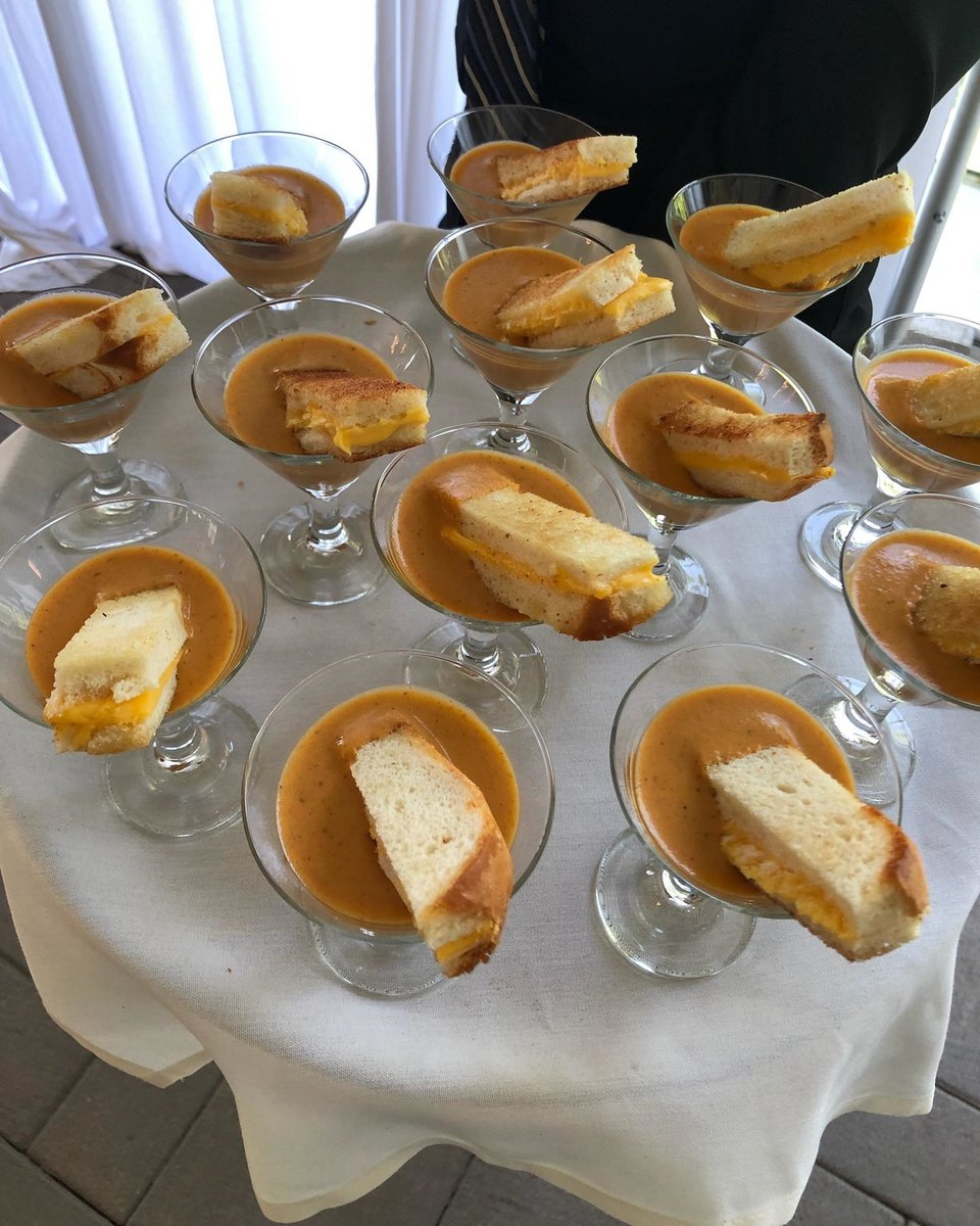 fbbanquets's tweet photo. Elevate your #Event with a twist on a classic comfort. 

Our Grilled Cheese &amp; Tomato Basil Soup, served in chic martini glasses, promises to stir up delight and conversation among your distinguished guests.

#PoshPlates #GourmetGrilledCheese #BanquetBliss https://t.co/sjCokrwJmF