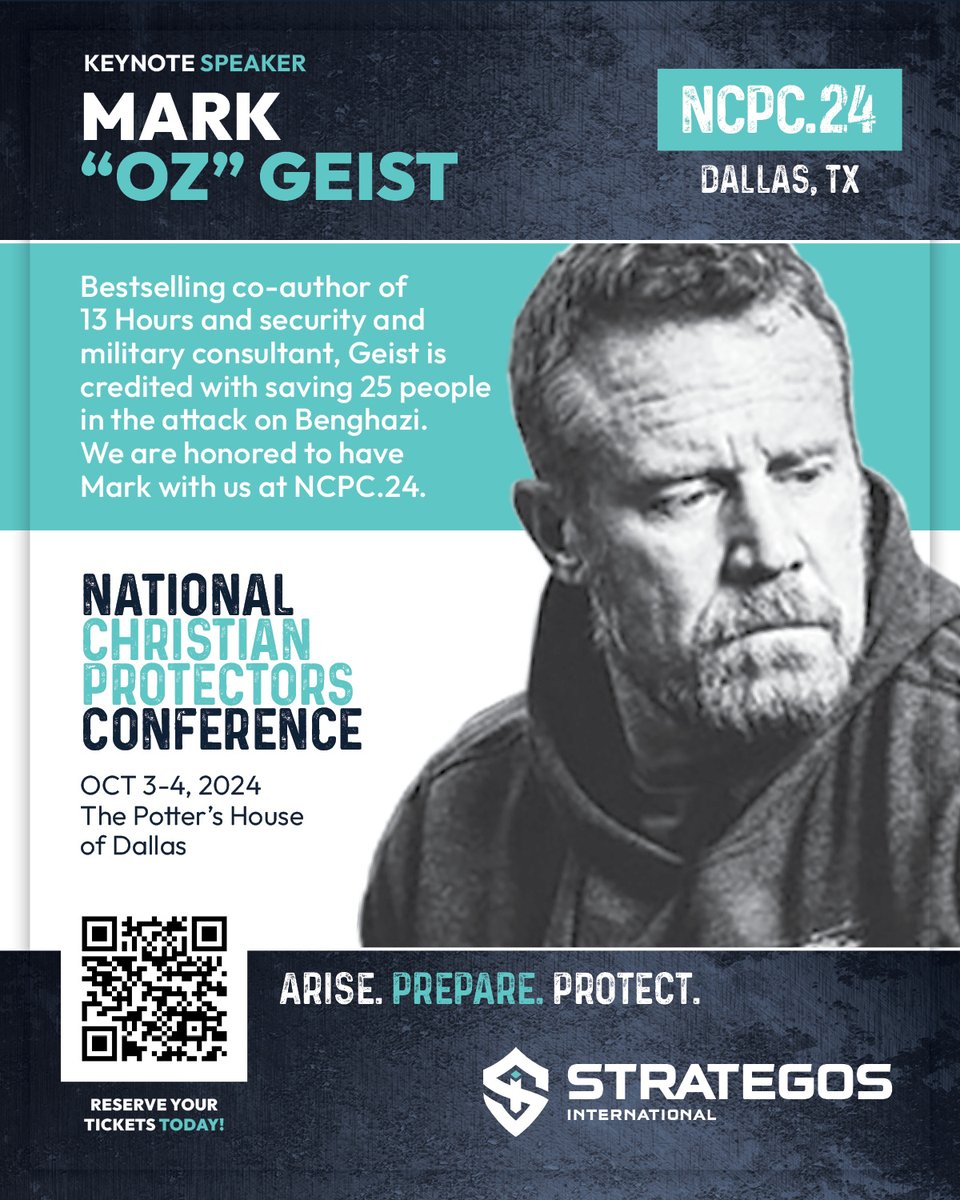 TeamStrategos's tweet photo. 🚨  You Can Still Get Your Tickets! 🚨
Join us at the National Christian Protectors Conference on Oct 3-4 in Dallas, TX! Hear keynotes on "Arise. Prepare. Protect." 
#ChristianProtectors #Faith #protectyourpeople
https://t.co/gSzNvmOr1F https://t.co/QFtQtlx0Pj