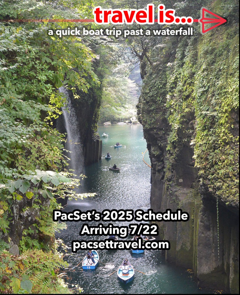 PacSetTravel's tweet photo. Just make sure you don't go UNDER the waterfall unless you have a towel.
PacSet's 2025 Schedule. Dropping 7/22.
#pacset #japan #japantravel #travelamongfriends https://t.co/oC22iRAVAQ