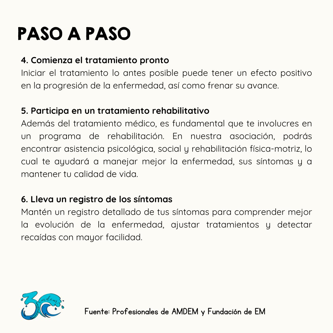 AMDEM_Murcia's tweet photo. ¿Te acaban de diagnosticar esclerosis múltiple? 🧠
En AMDEM entendemos lo que puede ser para ti este momento. Por ello te damos algunos consejos para afrontar tu nueva identidad.
¡No estás solo en este camino! 🫂
#AMDEM #esclerosismultiple #em #salud #discapacidad https://t.co/GwZMHvx7uH