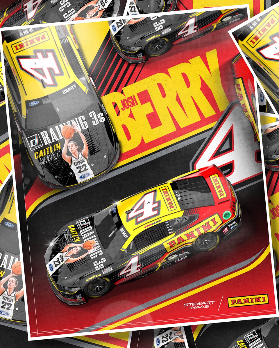 HaasFactoryTeam's tweet photo. Raining 3s with the No. 4  @joshberry will race at Indianapolis with @PaniniAmerica and Indiana Fever star @CaitlinClark22. https://t.co/f87gyp4h67