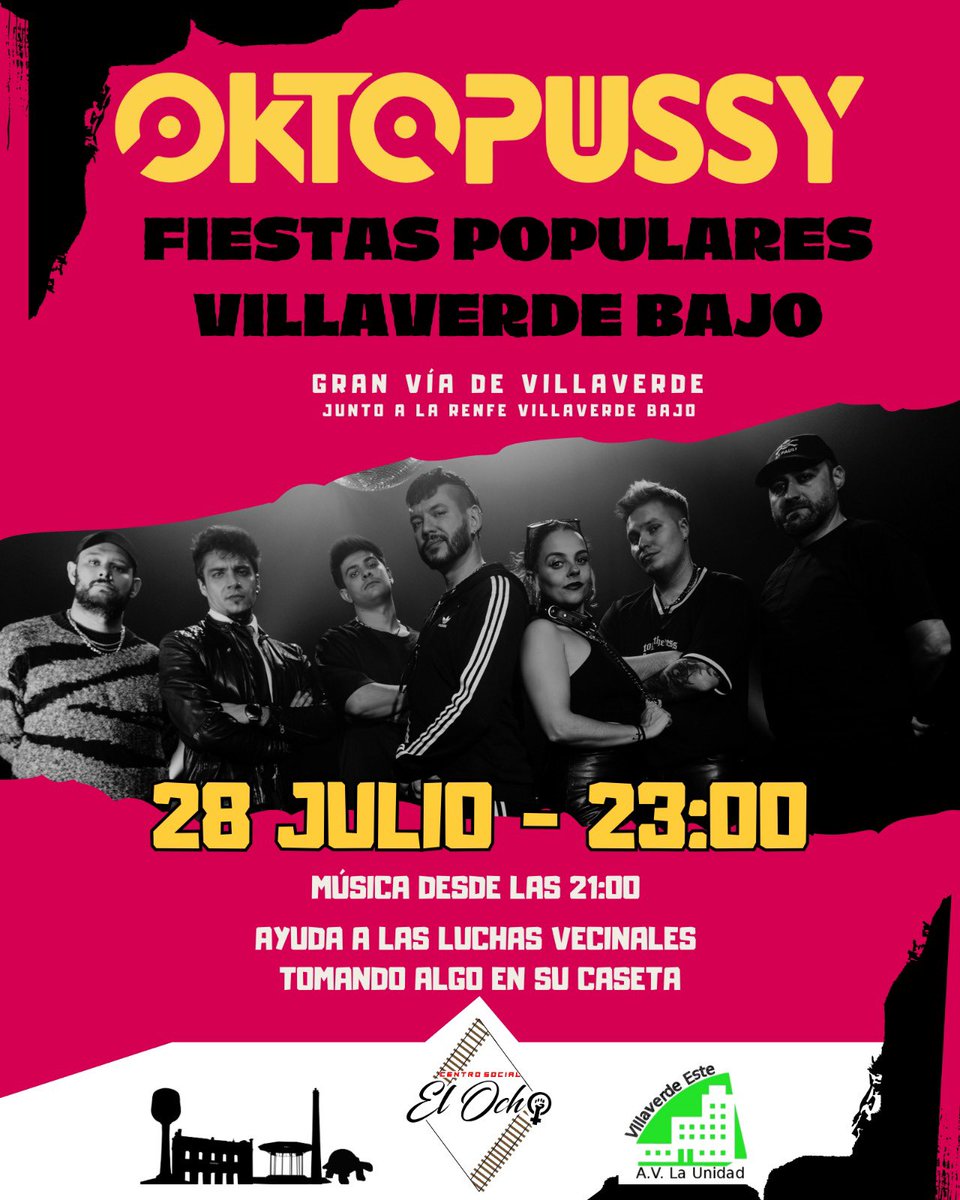 28 Julio Concierto en las Fiestas Populares de Villaverde Bajo🙌
.
Seguimos con fechas por Madrid para ir calentando el veranito! Aunque esta vez es para cerrar las fiestas de Villaverde Bajo 🙌
.
<a href="/CSElOcho/">Centro Social El Ocho</a> <a href="/LaUnidadEste/">AV Unidad Villaverde</a>