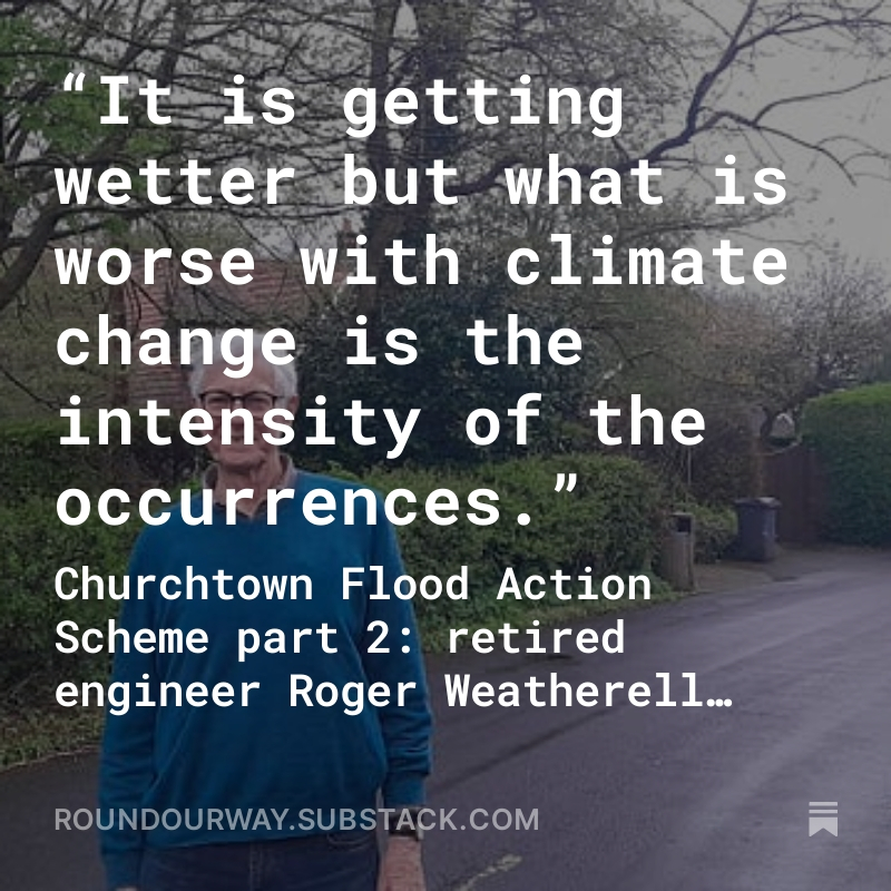 RoundOurWayUK's tweet photo. 🌧️ "It is getting wetter but what is worse with climate change is the intensity of the occurrences." Hear from Roger Weatherell &amp; John Bracken in part 2 of the series on Churchtown's Flood Action Scheme. #climateresilience #flooddefence 

https://t.co/Hi5QjeCvIG https://t.co/un4IARi23G