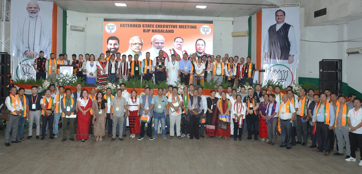The Bharatiya Janata Party Nagaland State held the second session of its Extended State Executive Meeting today at IMC Hall, Dimapur. The keynote address was delivered by Hon’ble Advisor for Tribal Affairs &amp; Election, Shri <a href="/tovihoto/">H Tovihoto Ayemi</a> ji who called upon the karyakartas to continue