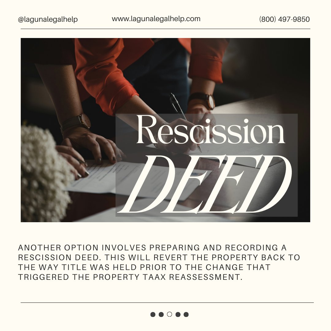 lagunalegalhelp's tweet image. Laguna Legal has helped many clients reverse their reassessment by presenting their case to the Assessor. 
If the reassessment was justified, we can prepare/record a rescission deed; reverting title prior to reassessment!

#propertytaxes #reassessment #rescission #laguna #legal