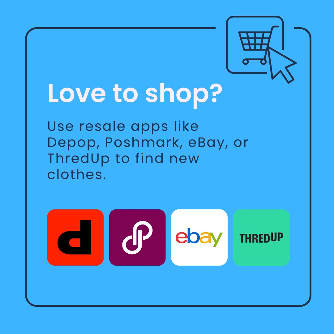 Love to shop? 🛍️ Save money and refresh your closet by using resale apps like Poshmark, Depop, or eBay to find new-to-you clothing! Plus, you can sell the clothes you don't wear anymore to make a few extra bucks.