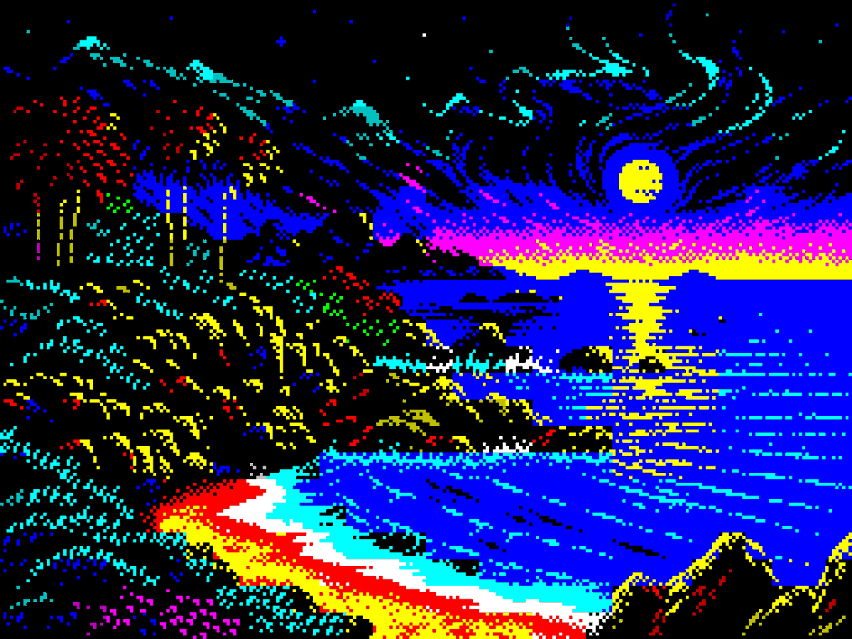 Moonlight Beach #pixelart #ドット絵 #ZXSpectrum