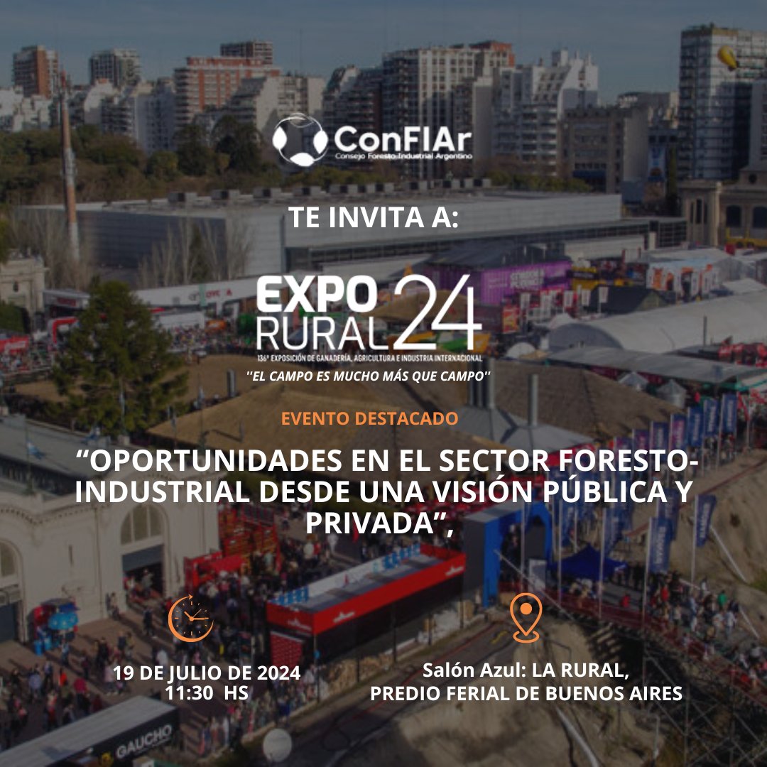 En esta 136º edición de la Expo 2024 de La Rural, CONFIAR te invita a participar de la conferencia “El Futuro de la Foresto Industria Argentina”. 🌿🚜

Todos los detalles en 👉🏻 confiar.org.ar/el-sector-fore…