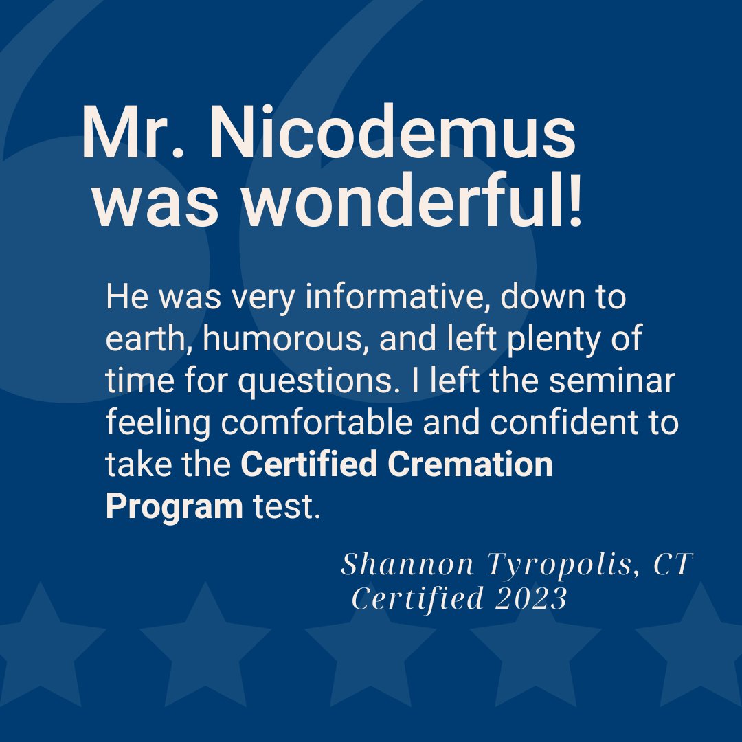 NFDA's tweet image. ⚱Cremation Certification Program with Michael Nicodemus 

⌚ When: Fri, Aug 16, 2024 8:00 AM - 4:00 PM
📍Where: Pittsburgh Institute of Mortuary Science, Pittsburgh, PA    

Learn more: hubs.ly/Q02GM14P0

#NFDA #funeralservice
With support from Implant Recycling LLC