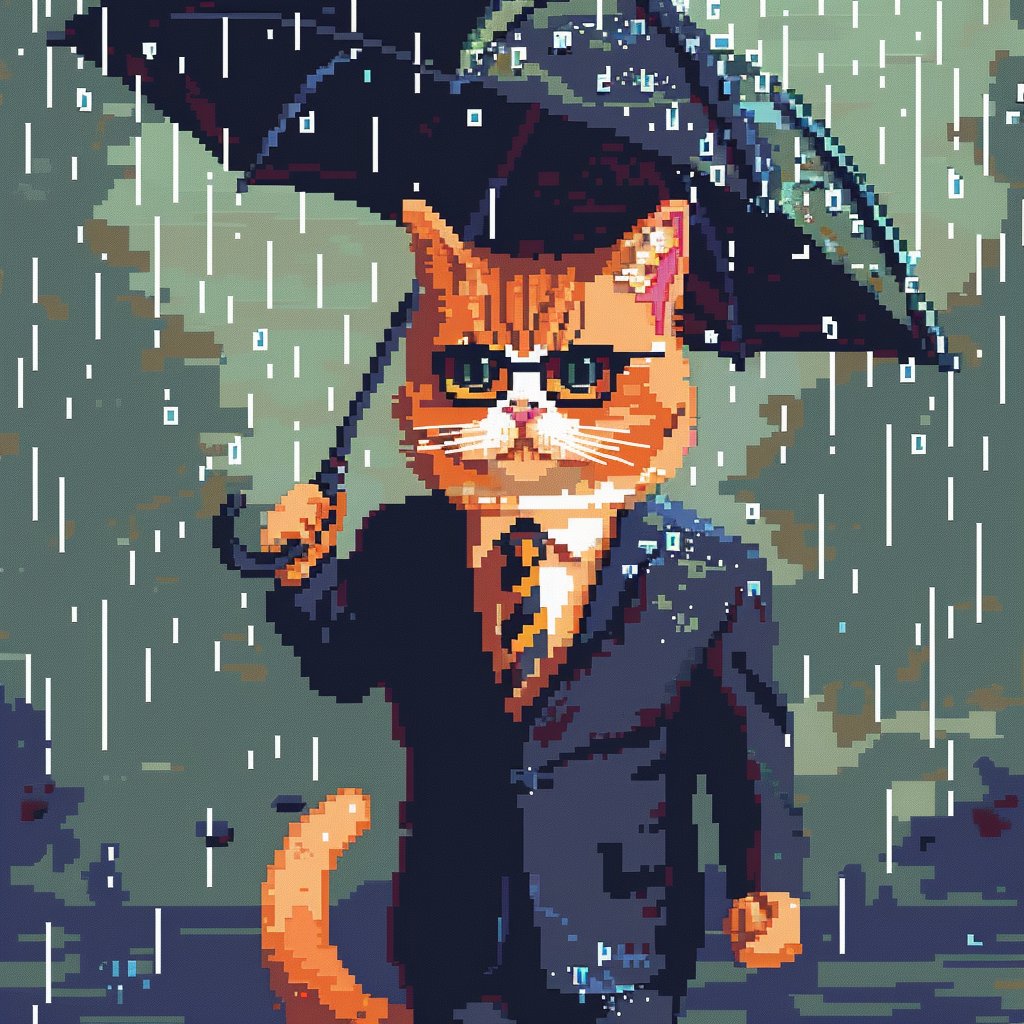 Even in the rain, Layoff Cat struts with an elegant grace. 🐱🌧️👔
A true feline aristocrat, undisturbed by a little weather. 🐾🌂