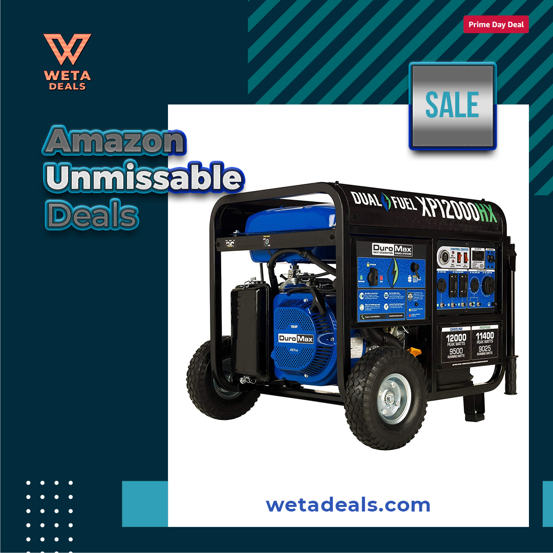 deallists's tweet image. Power up with the DuroMax XP12000HX Dual Fuel Portable Generator! amzn.to/467eW62
12000 watts, gas or propane, electric start, CO Alert, 50 state approved. Prime Day Deal: $999.00 (38% off). #DuroMax #OutdoorEssentials #Luxury