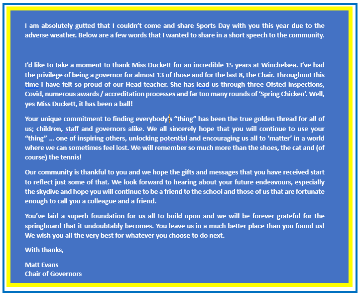 CoachMattEvans's tweet photo. @Winchelsea1 Gutted that the rain ruined our plans today. Here is a little message from me on behalf of the governing board @WinchelseaSch https://t.co/8cJi0Vqx2c