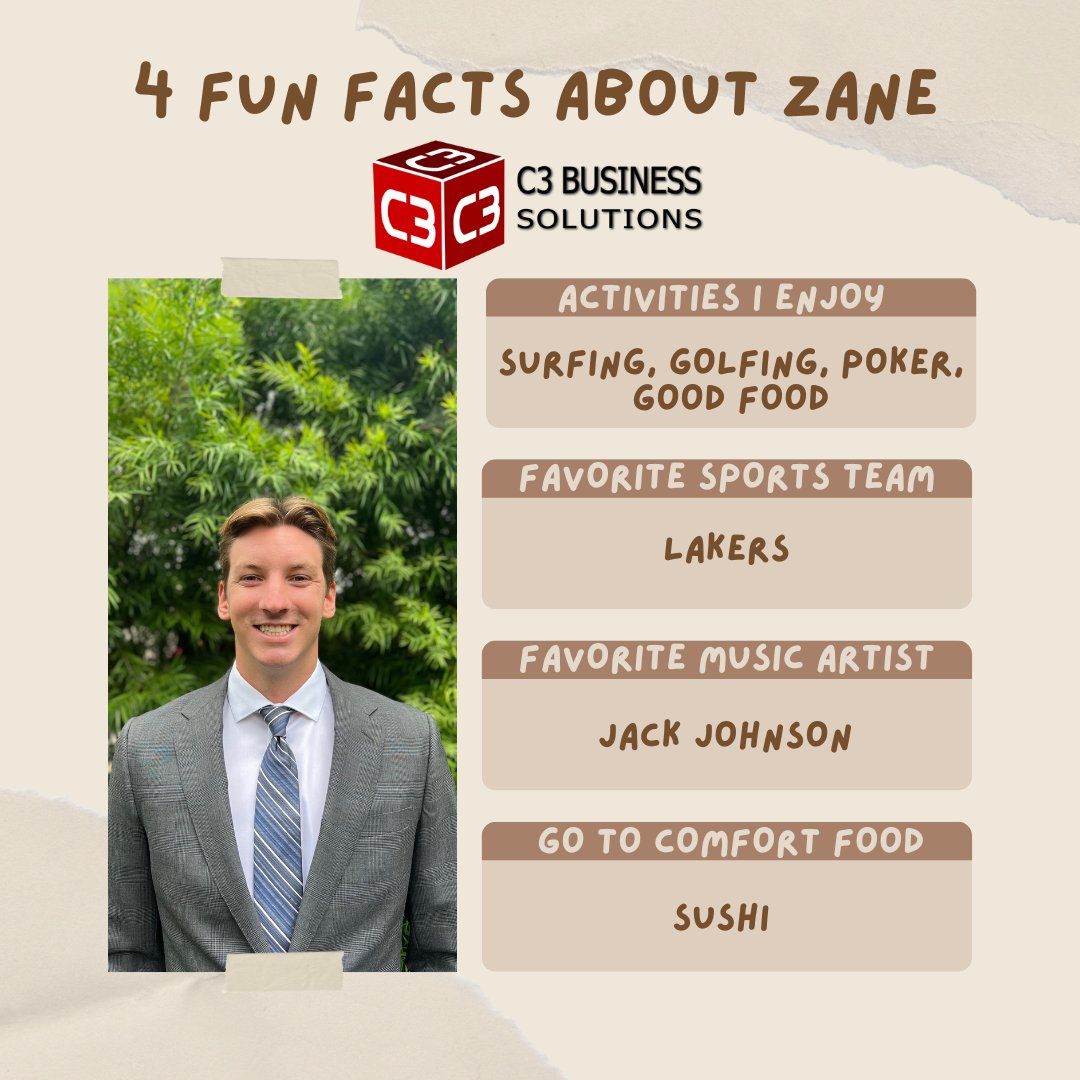 C3Biz's tweet photo. C3 Team Tuesdays! Get to know more about Zane! https://t.co/BsdoG2n3cR