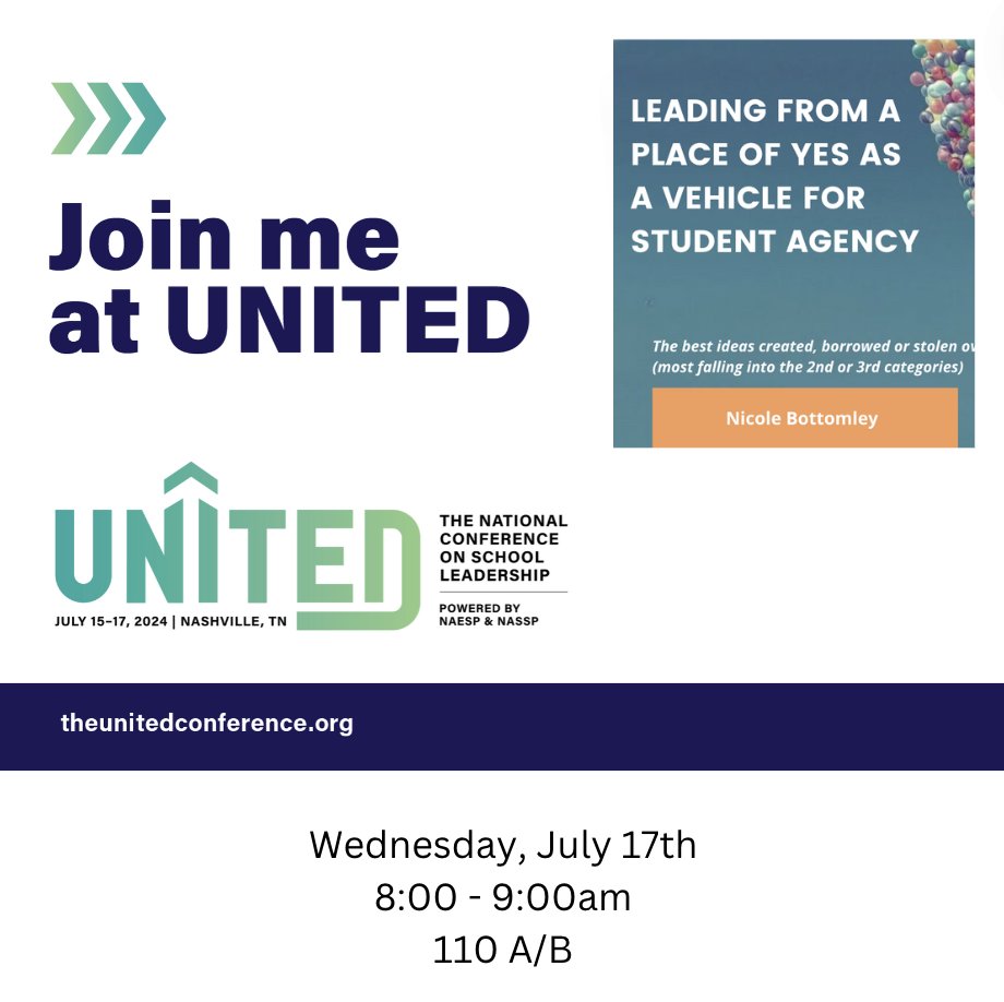 Would love to have you join me #principalsUNITED Leading From a Place of Yes As a Vehicle For Student Agency! <a href="/NASSP/">National Assoc. of Secondary School Principals</a> <a href="/MSAA_33/">MSAA</a>