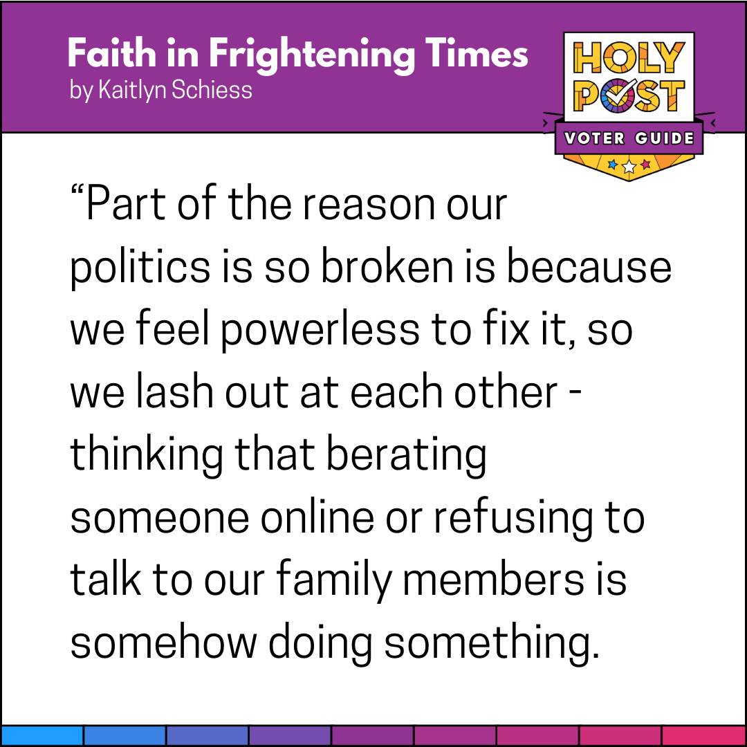HolyPost_Media's tweet photo. A word from the latest Voter Guide by @KaitlynSchiess.🕊️ 
Sign up at the link in bio to get every new Voter Guide via email &amp; find past Voter Guides and other election resources at https://t.co/mVPrjEa2vG. https://t.co/vKYK443FoL