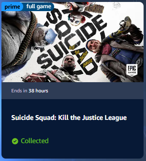 ThatAbrax's tweet photo. Suicide Squad: Kill The Justice League is currently free on Epic(PC) if you're a Twitch Prime member.

If you're into looters or just a fan of DC I recommend picking this up.
Great traversal and shooter gameplay, well-written characters and good humour. 

#SuicideSquadGame https://t.co/FSvSlbPJBB