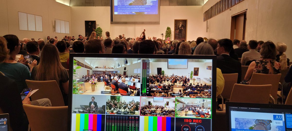 Heute Aufzeichnung der feierlichen Amtseinführung der Präsidentin in der Aula der <a href="/jlugiessen/">Universität Gießen</a> #hrz #videoproduktion