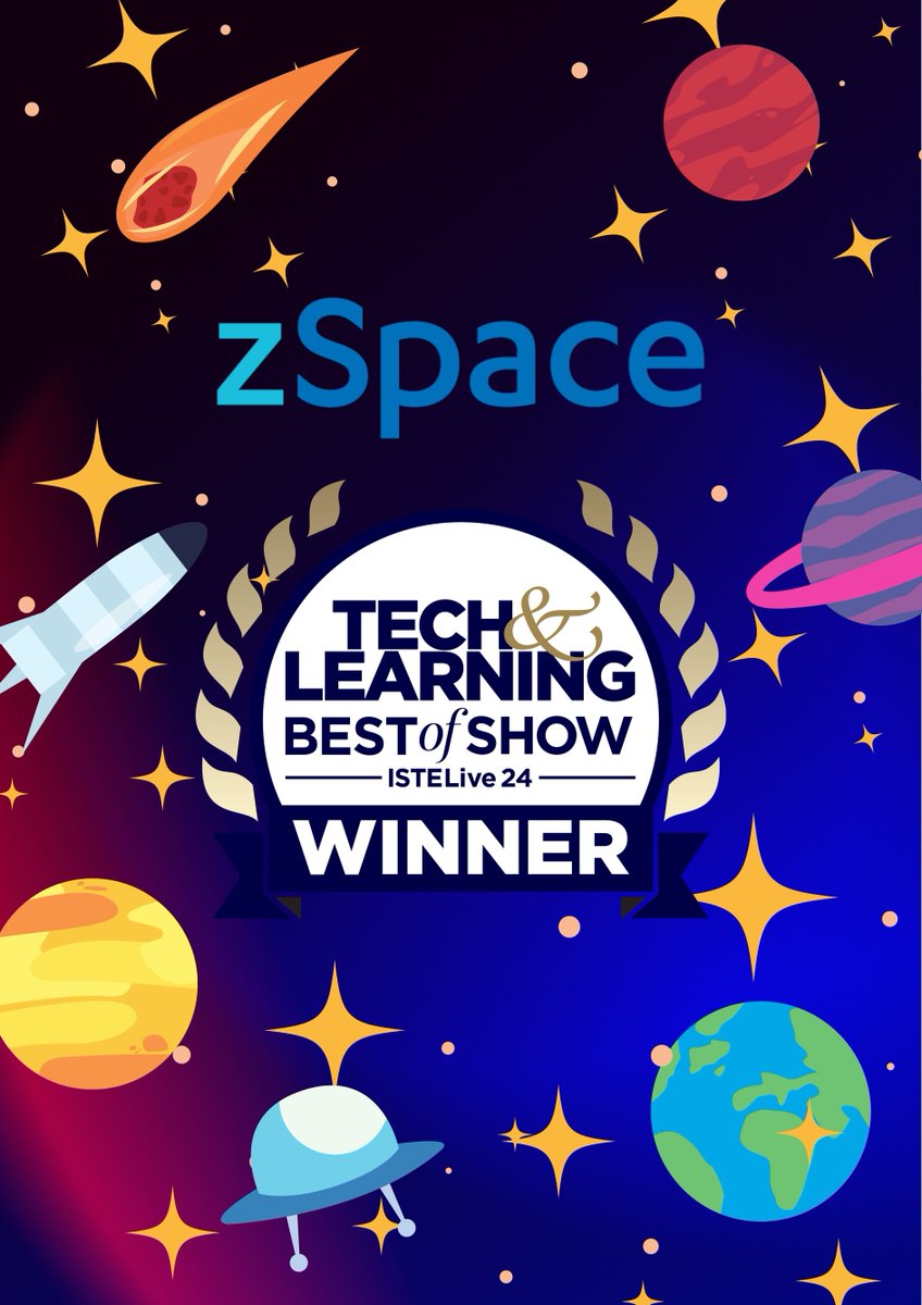 zSpace's tweet photo. zSpace has been honored with the Tech &amp; Learning Best of Show Award at ISTELive 24 for our innovative Career Readiness Solution! Discover how our Career Coach AI™ is revolutionizing career education. Read the full press release: https://t.co/vjwm6i83qq https://t.co/nFJjoaMUyi
