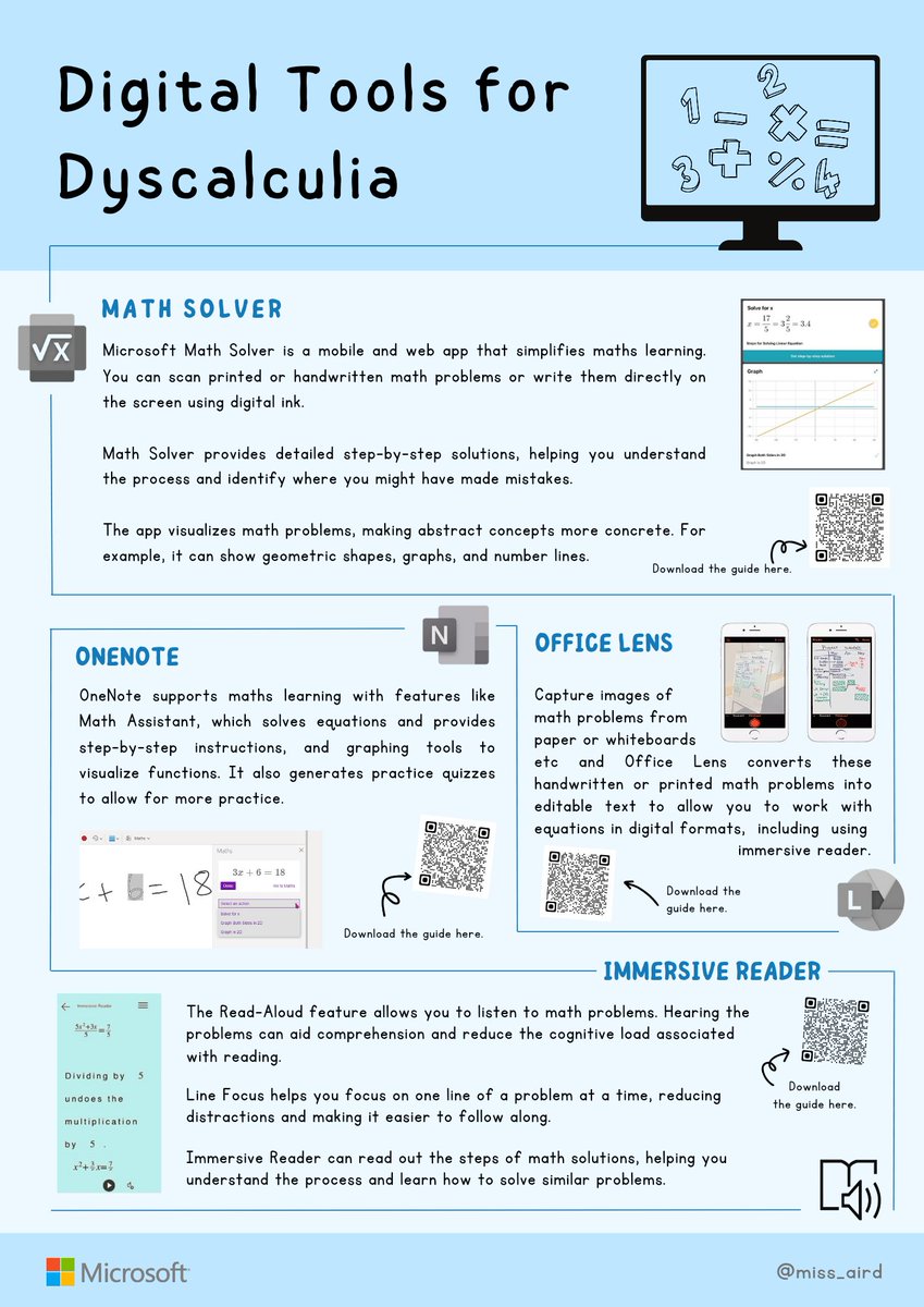 Miss Aird (@miss_aird) on Twitter photo 🔢 Digital Tools to Support Dyscalculia 🔢
Discover how <a href="/MicrosoftEDU/">Microsoft Education</a> digital tools can empower pupils with dyscalculia.
⬇️ Download here: sites.google.com/view/miss-aird…
<a href="/mtholfsen/">Mike Tholfsen</a> #InclusiveEducation #dyscalculia <a href="/DyscalculiaNet1/">The Dyscalculia Network</a> 🔢 Digital Tools to Support Dyscalculia 🔢
Discover how <a href="/MicrosoftEDU/">Microsoft Education</a> digital tools can empower pupils with dyscalculia.
⬇️ Download here: sites.google.com/view/miss-aird…
<a href="/mtholfsen/">Mike Tholfsen</a> #InclusiveEducation #dyscalculia <a href="/DyscalculiaNet1/">The Dyscalculia Network</a>