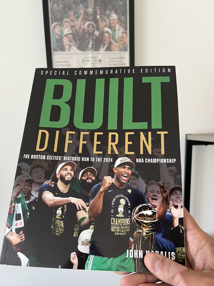 RSharodi's tweet photo. @John_Karalis just arrived! Excited to have this as the final piece of my championship merch haul. Appreciative as always for your coverage, and that you got the book published as soon as fans like me craved it ☘️ #builtdifferent https://t.co/ww7LOhIA3Y