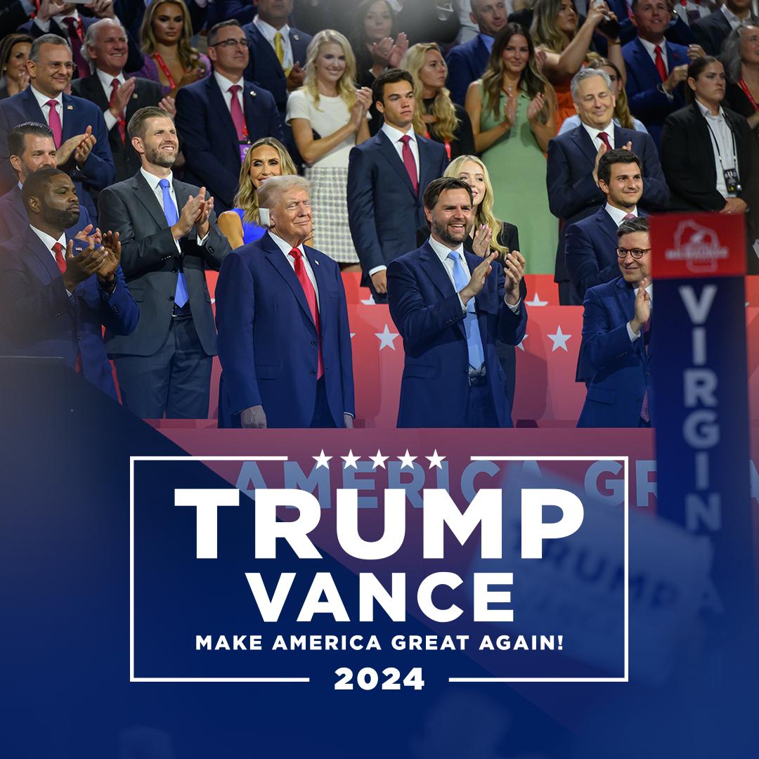 Republicans's tweet photo. Our winning ticket! Trump Vance 2024! 🇺🇸 https://t.co/VpB6PKHzGN