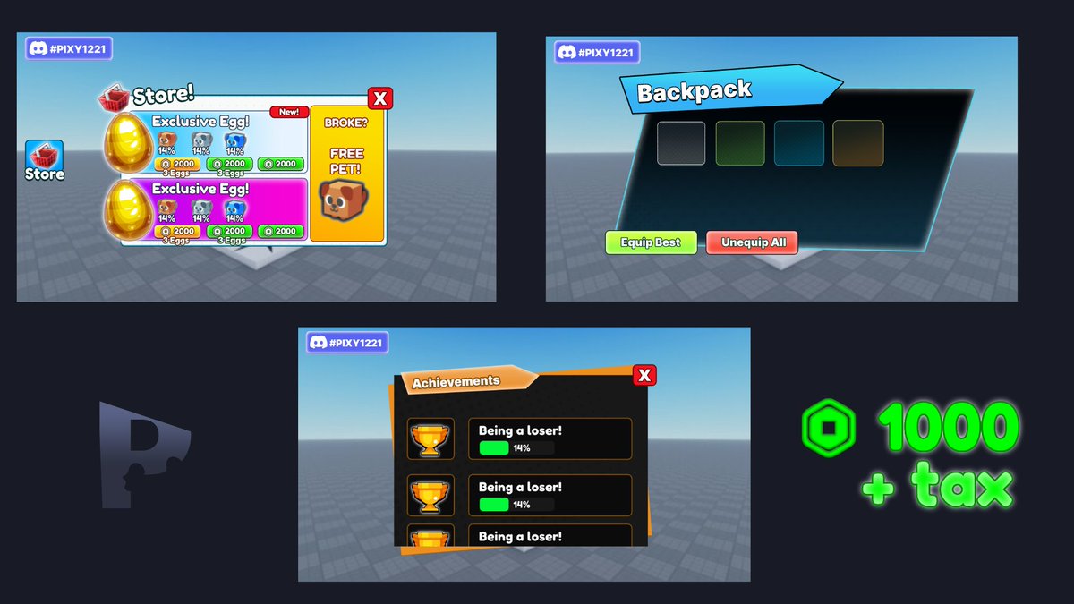 Hey! 
I am Pixy! 
I am a new UI designer! 
 Here is my Commision sheet! 

Some are inspired by some ui designers! I can also import for you!  
The price can depend!

#roblox #robloxdev #robloxui #robuxgws #robloxui #RobloxDesigner #cartoon #Giveaways #Robloxart #robuxgiveaway