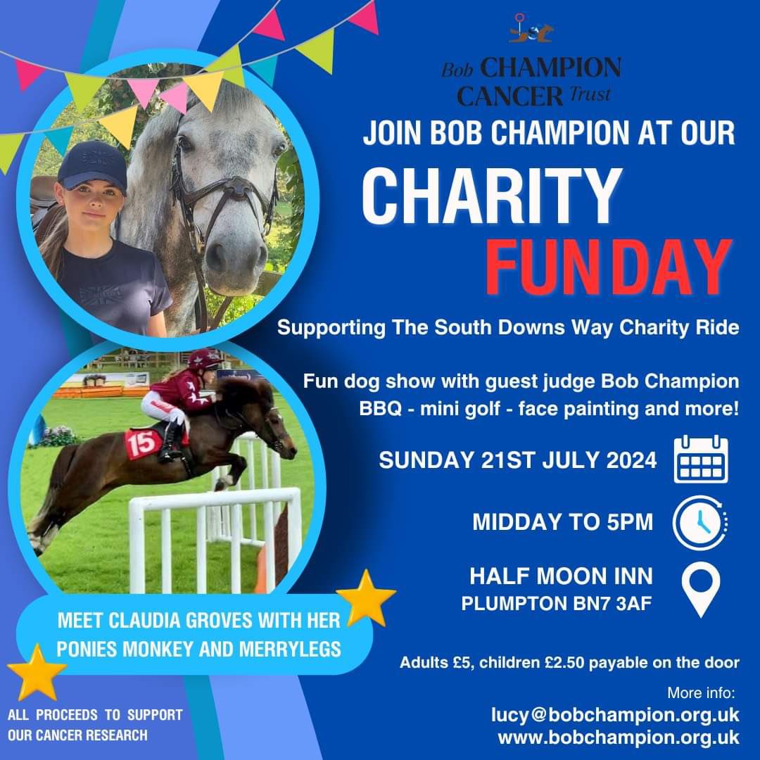 Join Bob at the Half Moon Inn, Plumpton on Sunday as part of the South Downs Way Ride. Alex, riding in memory of her father, Nick Embiricos, owner of Grand National winner, Aldaniti, will lead the sponsored ride from 18th -23rd July. Starting <a href="/Chrisgordonrac1/">Chris Gordon Racing</a> on Thursday morning.