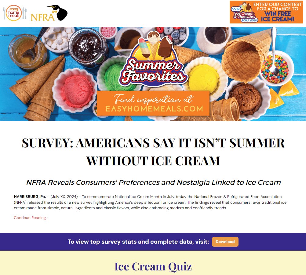 NFRA's latest survey reveals data surrounding #IceCreamMonth + consumers' preferences on the popular summer treat. 68% of adults feel nostalgic when they hear an ice cream truck 🍧See more stats plus cool off with recipes on our interactive landing page: interactive.4media-group.com/nfra-ice-cream…