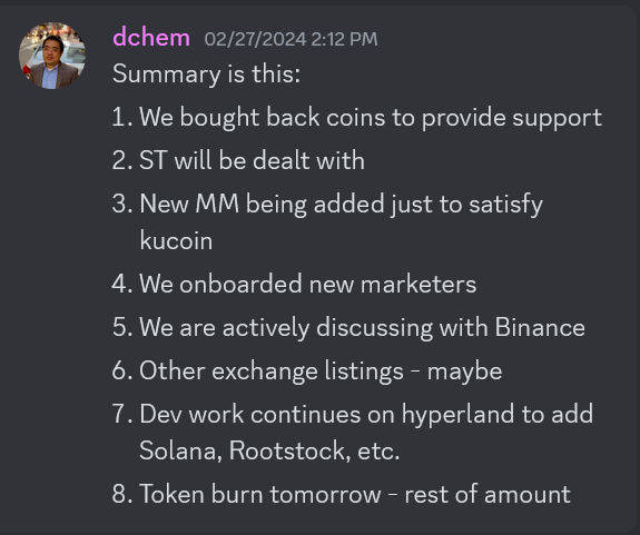 TXAVictims's tweet photo. 02/27/24 Kucoin tags TXA with ST (Special Treatment), meaning if TXA doesn't fulfill certain requirements during observational period, it will be delisted. Jae reassures the community that all's fine and team is buying a lot. The price slides from $0.13 to $0.07 within hrs.

5/10 https://t.co/XyTzBLUbHs