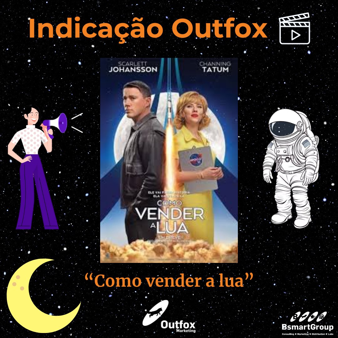 outfoxmkt's tweet photo. 🎥 "Como Vender a Lua" 🌙: Kelly Jones (Scarlett Johansson) e Cole Davies (Channing Tatum) mostram como criatividade e estratégia podem transformar campanhas. Uma dica de filme imperdível para profissionais de marketing!

🔍 Inspiração, lições de marketing e muito entretenimento! https://t.co/Xf0d28XyOL