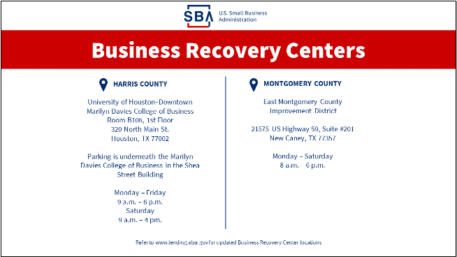 LambdaNextGen's tweet photo. @SBA_Houston customer service reps will be on hand at the following centers to answer questions about SBA’s disaster loan program, explain the application process &amp; help each individual complete their electronic loan application. No appointment necessary. https://t.co/78uFlc0HvR https://t.co/STqjmdTCCg