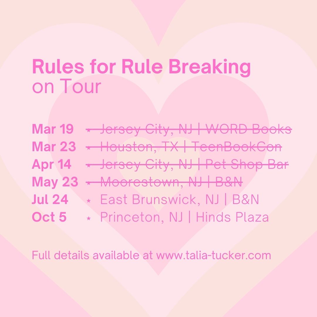 taliatuck's tweet photo. 💕 Want to meet me? Don't want to meet me but want your book signed anyway? 💕 I have upcoming book tour dates! Check out my website for more information. Links in bio! #RulesForRuleBreaking #BookTour https://t.co/iN65TWqWSV