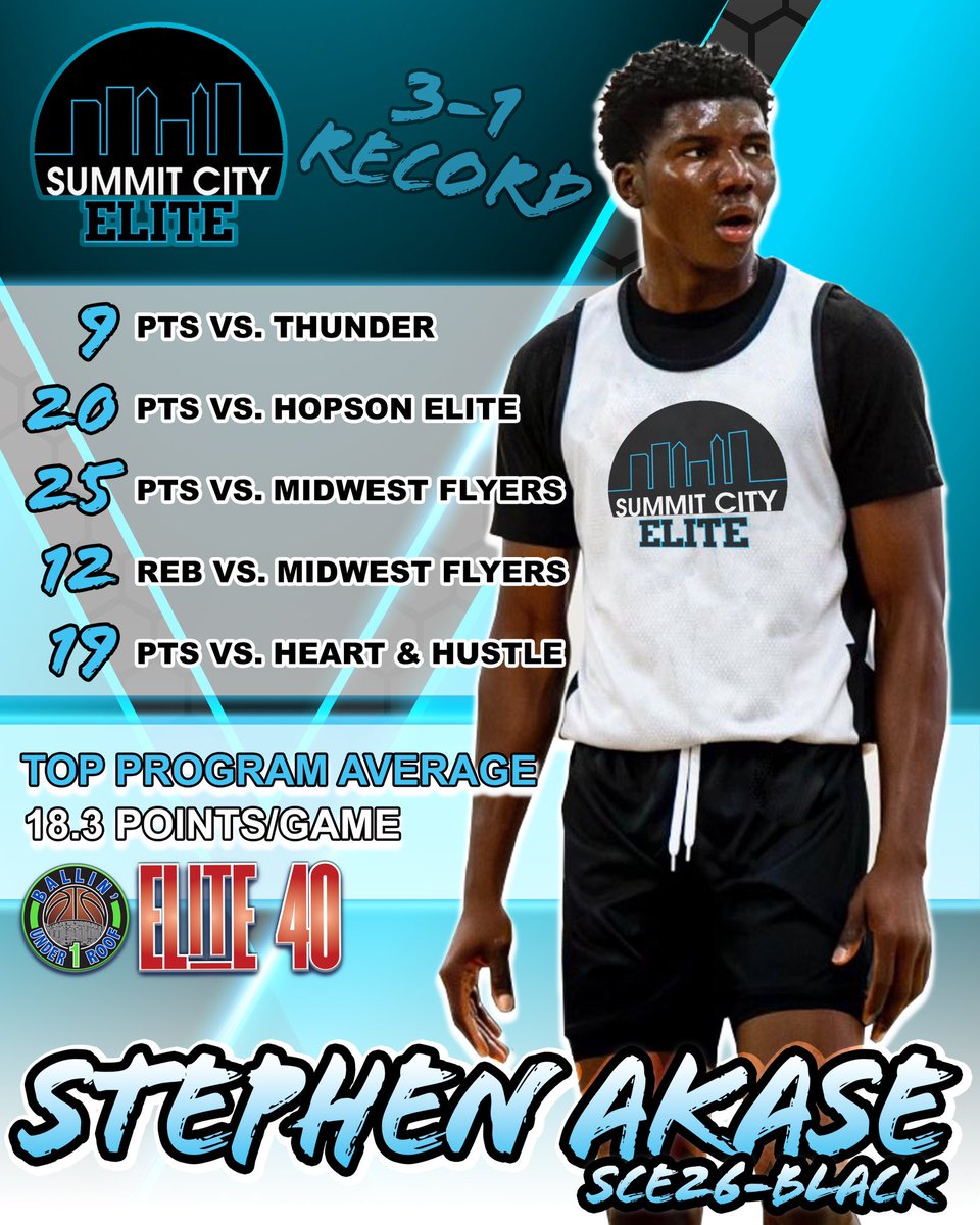 The big man had a big weekend to close out the e40 at the Ballin’ Under 1 Roof tournament.

Tippecanoe Valley Junior-to-be Stephen Akase led the program in scoring for the weekend including a monstrous 25 point, 12 rebound outing in a win over Midwest Flyers.