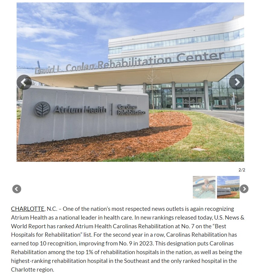 Vishwa Raj, M.D. (@vishrajmd) on Twitter photo Congratulations to <a href="/CarolinasRehab/">Robert Larrison, Jr.</a> <a href="/AtriumHealth/">Atrium Health</a>
<a href="/advocatehealth/">Advocate Health Care</a> for receiving a rehab ranking of #7 in the nation by <a href="/usnews/">U.S. News & World Report</a>! This honor reflects the hard work and dedication of our team in caring for patients in need. Grateful to be part of this wonderful group of caregivers. Congratulations to <a href="/CarolinasRehab/">Robert Larrison, Jr.</a> <a href="/AtriumHealth/">Atrium Health</a>
<a href="/advocatehealth/">Advocate Health Care</a> for receiving a rehab ranking of #7 in the nation by <a href="/usnews/">U.S. News & World Report</a>! This honor reflects the hard work and dedication of our team in caring for patients in need. Grateful to be part of this wonderful group of caregivers.