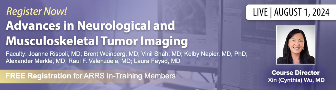 Honored by our superstar faculty lineup for the <a href="/ARRS_Radiology/">ARRS</a> virtual symposium on #neuro &amp; #msk tumor imaging Aug 1st! #trainees register free! #radres <a href="/UCSFimaging/">UCSF Imaging</a> @EmoryRadiology <a href="/BostonChildrens/">Boston Children's</a> <a href="/CUAnschutz/">University of Colorado Anschutz</a> <a href="/MIRimaging/">WashUMedMIR</a> <a href="/Hopkins_Rad/">Johns Hopkins Radiology</a> <a href="/MDAndersonNews/">MD Anderson Cancer Center</a> 
tinyurl.com/2s48k8ft